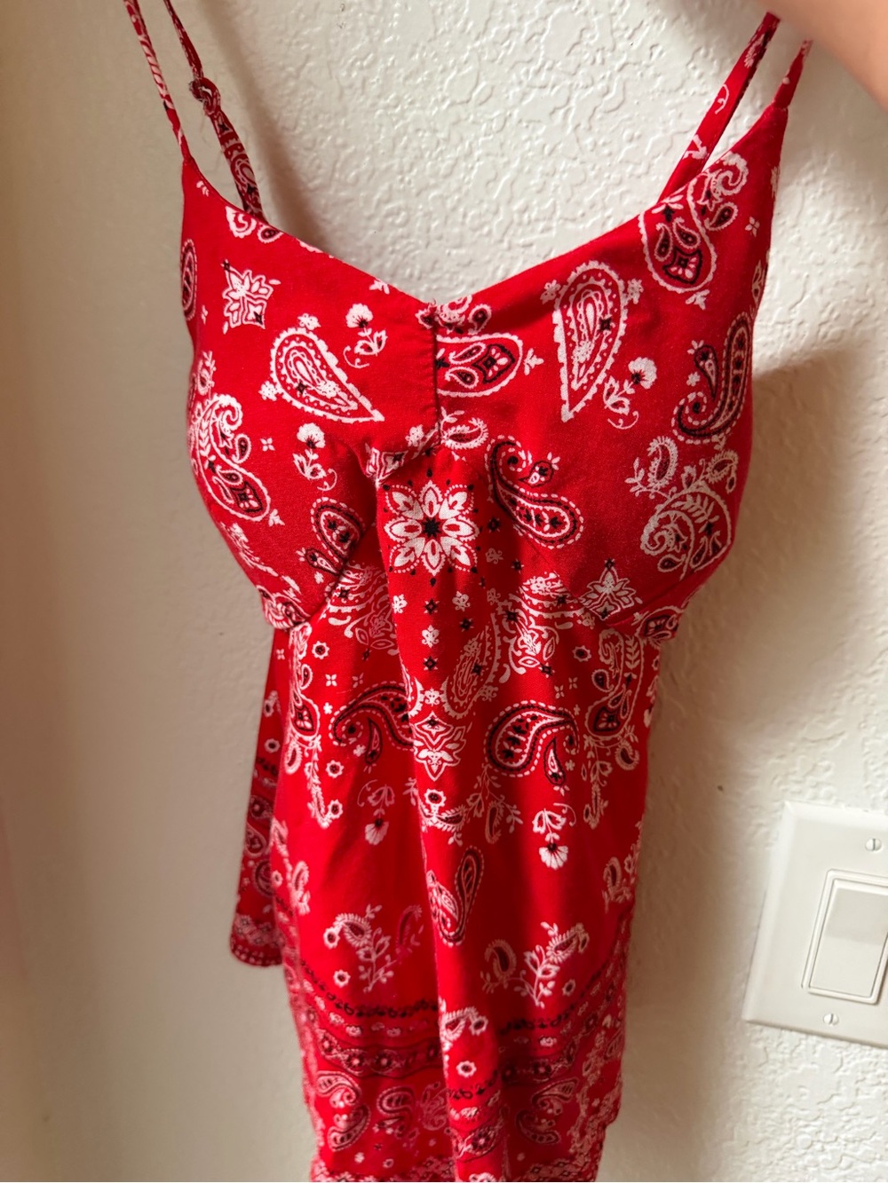 Red Paisley Spaghetti-Strap Women's Top